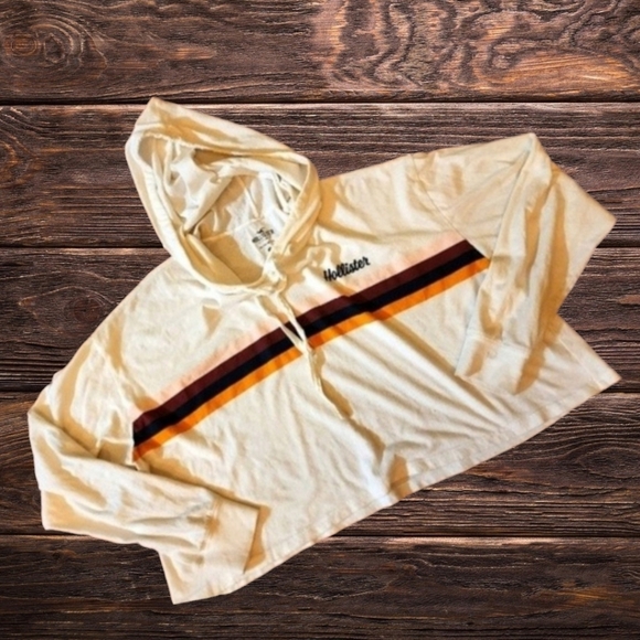 🔖Final Sale | Hollister Boyfriend Cropped Racer Stripe Long Sleeve Shirt - Picture 5 of 6